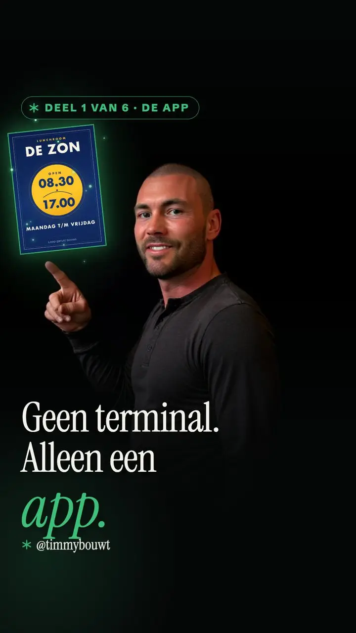 Cover van deel 1: Geen terminal. Alleen een app.