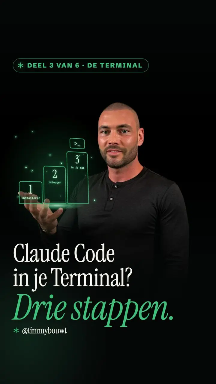 Cover van deel 3: Claude Code in je Terminal? Drie stappen.