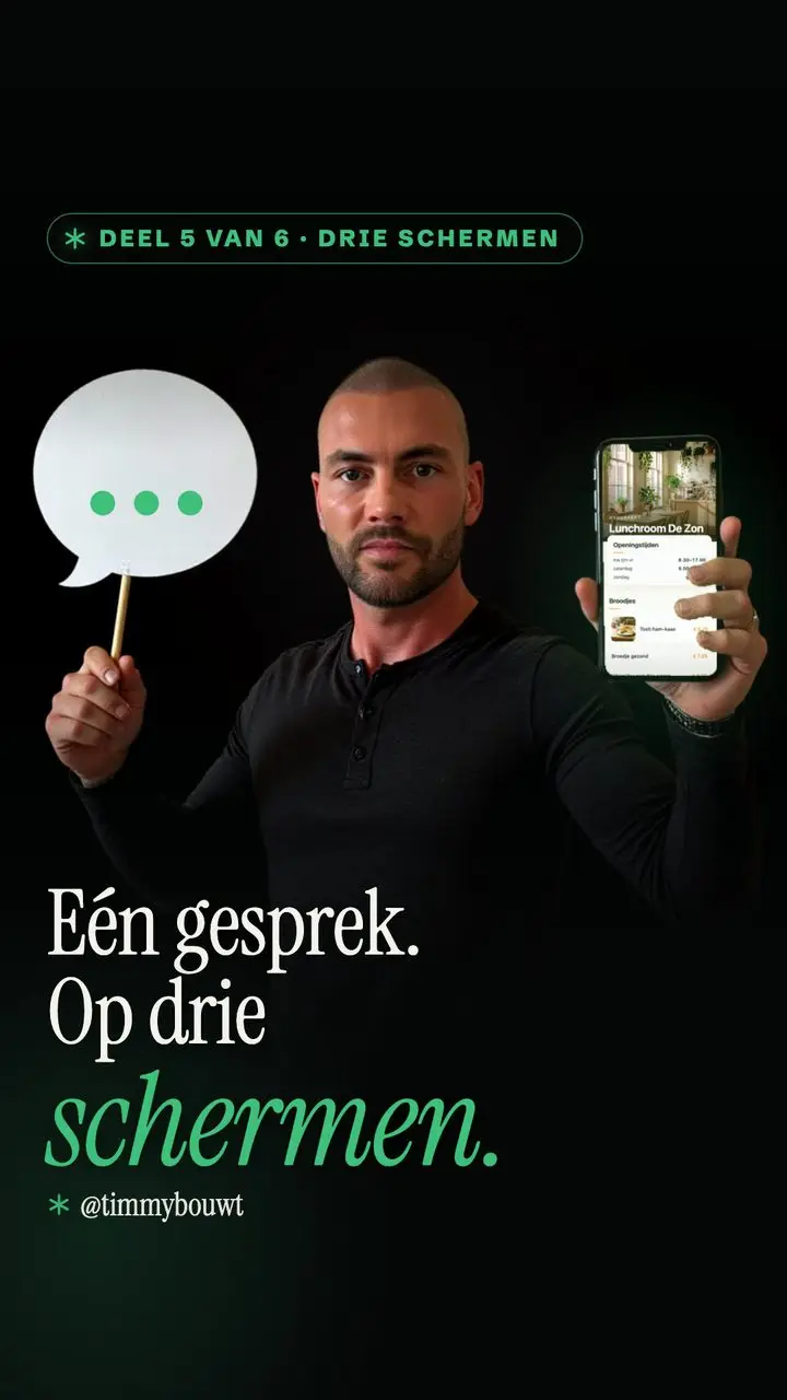 Cover van deel 5: Eén gesprek. Op drie schermen.