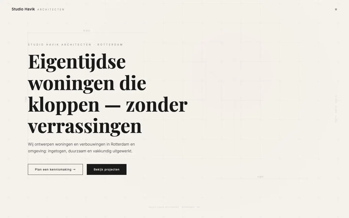 Het losse prototype van 8 juni: een grote kop op een licht raster met dunne maatlijnen