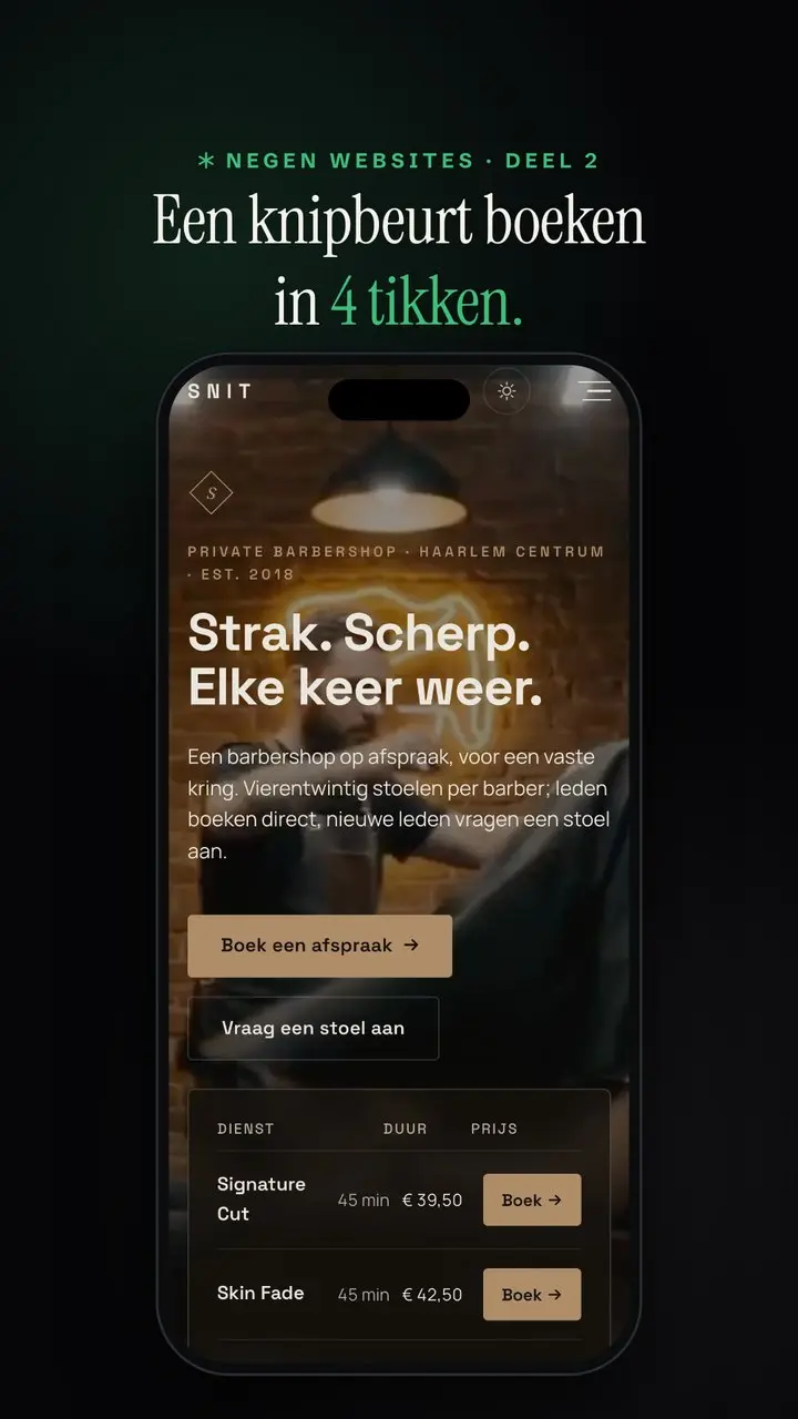 Beeld uit aflevering 2: de homepage van SNIT op een telefoon